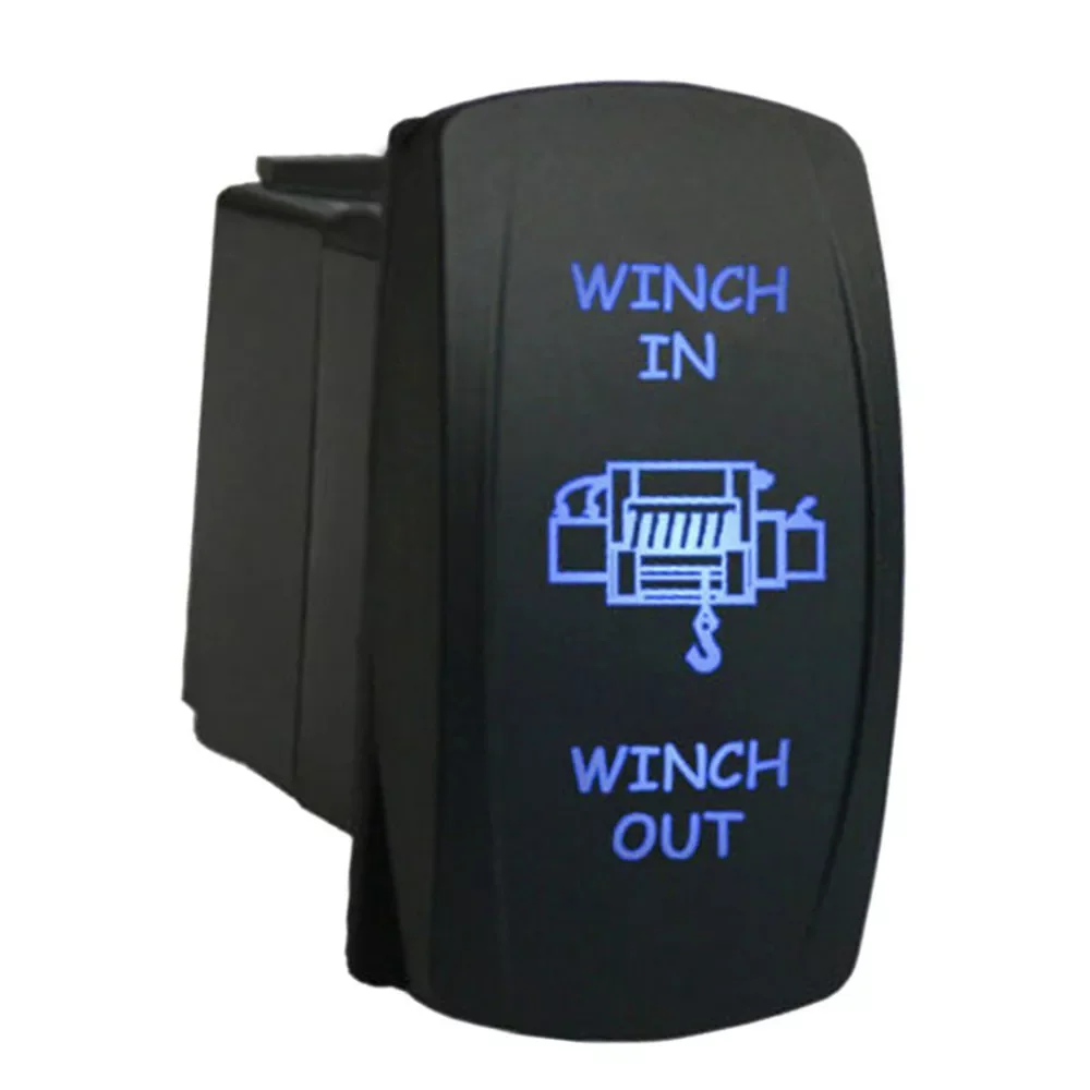 

12V Winch In Out Switch Rocker LED Blue Laser Replacement For Off Road Vehicle Truck Yacht Car Switches Relays