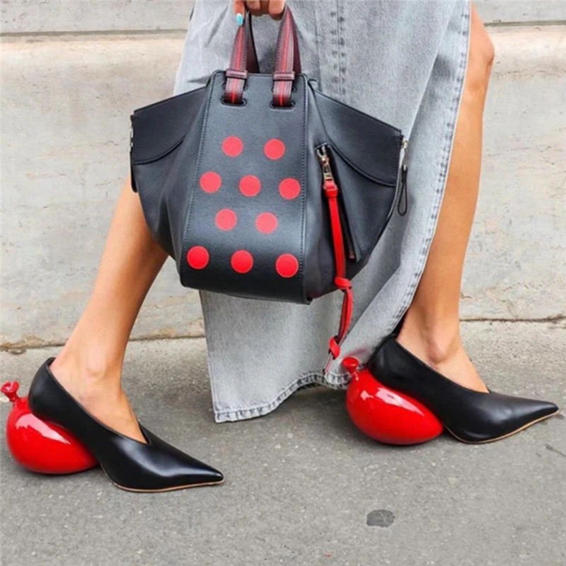 Designer Balloon Heel Women Pumps Sexy Pointed Toe Strange High Heels Party Dress Shoe 2023 New Wedges Valentine Shoes