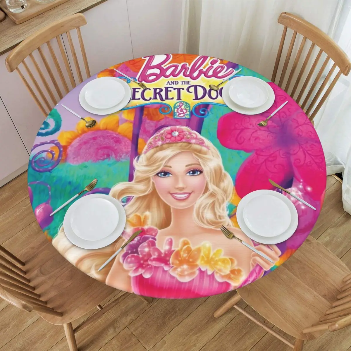 Очаровательная школьная скатерть Disney для Барби круглая эластичная