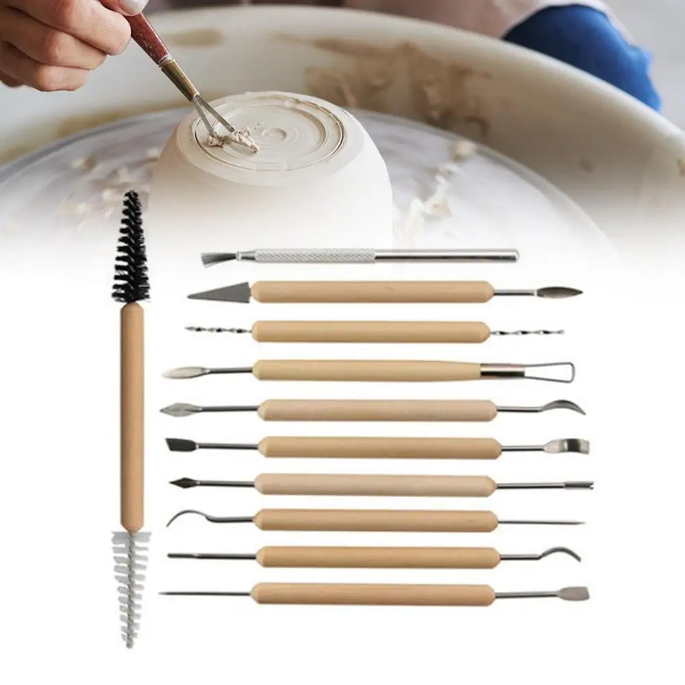 

11Pcs Clay Sculpting Kit Sculpt Smoothing Wax Carving Pottery Ceramic Tools Polymer Shapers Modeling Carved Tool Kits