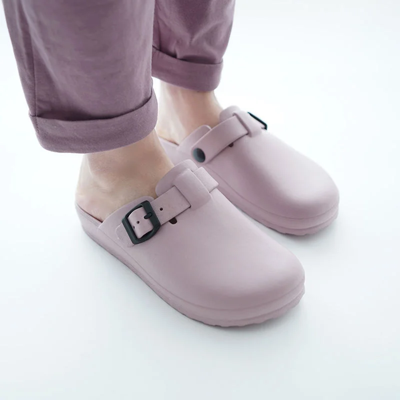 

Women Slippers Plain Elegant Closed Toe Shoes Slides Summer Slip On Mules Buckle Decoration Flat Ladies Platform Sandals For Men