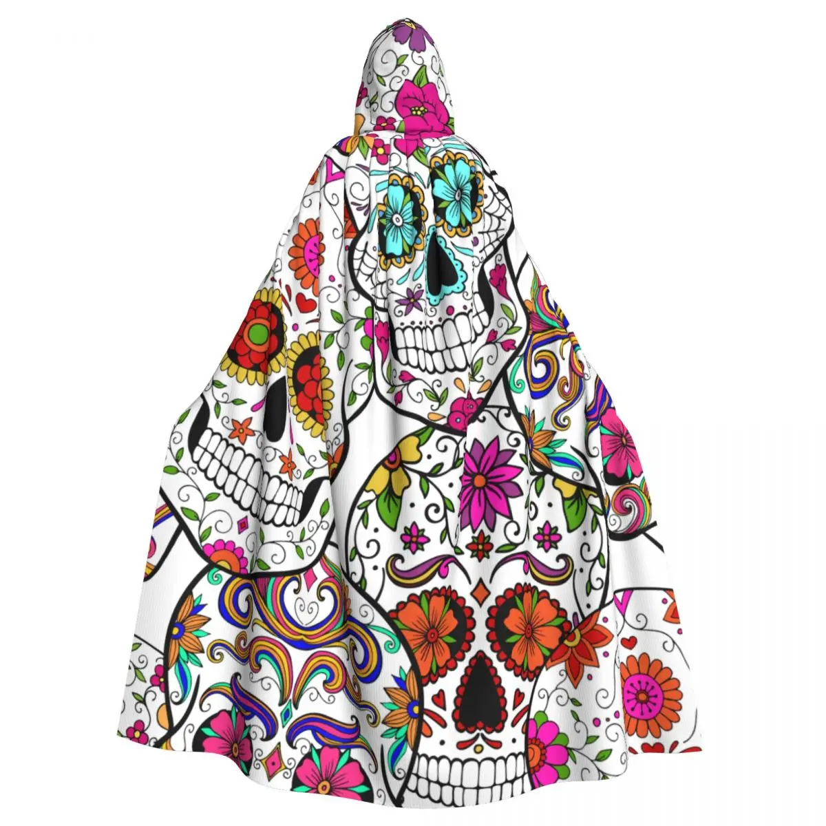 

Hooded Cloak Unisex Cloak with Hood Sugar Skulls Abstract Print Cloak Vampire Witch Cape Cosplay Costume