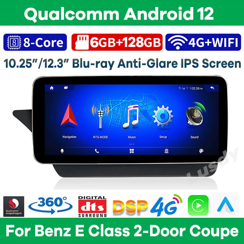 

Qualcomm 6+128G Android 12 Car Multimedia for Mercedes Benz E Class C207 W207 A207 Two Door Coupe Auto Radio Stereo Video GPS