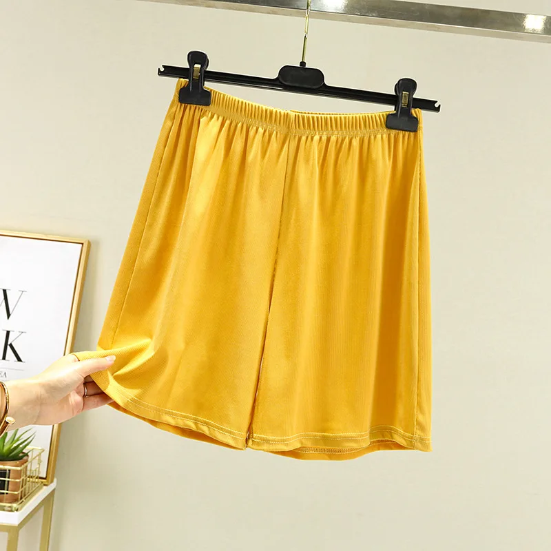 2023 Summer New Women's Shorts Ice Silk Viscous Fiber Shorts Women's Slim Sleeping Pants Thin Solid Color Large Loose Home Pants