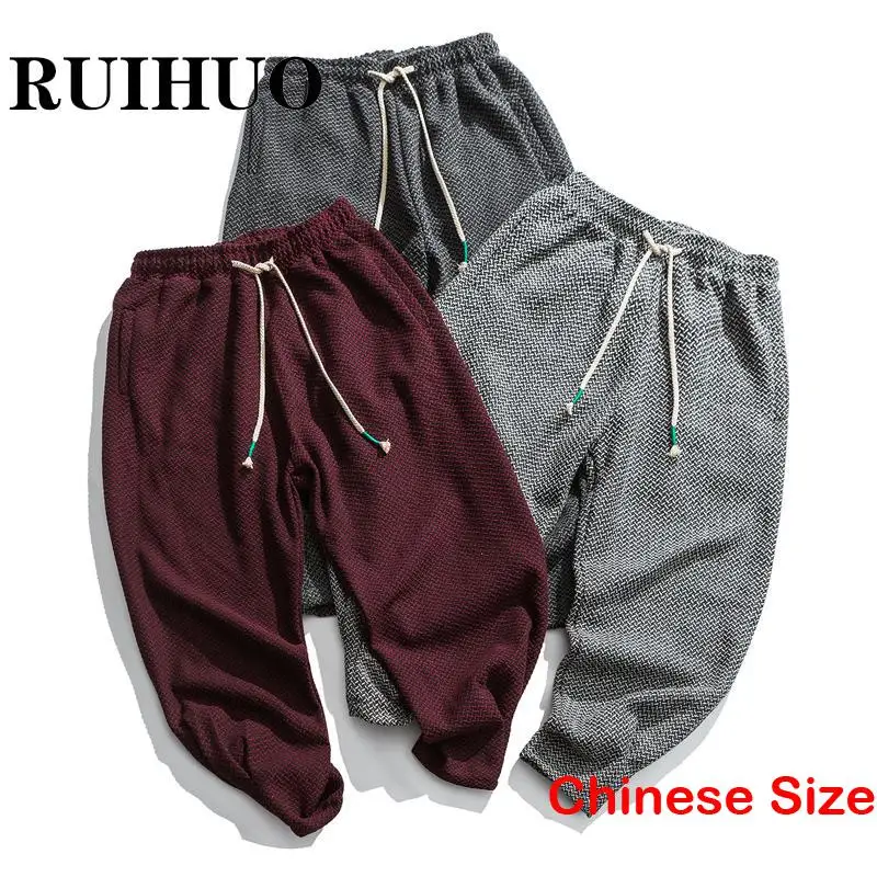 

Тяжелые повседневные брюки RUIHUO в китайском стиле, Мужская одежда, уличная одежда, мужские брюки, размер M-5XL, весна 2023, Новые поступления