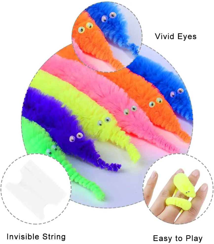 24 шт. Мягкие волшебные черви трюк-игрушки для детей, изгибающиеся и крутящиеся на невидимой нити, подарки на карнавальную вечеринку, реквизит для детей.