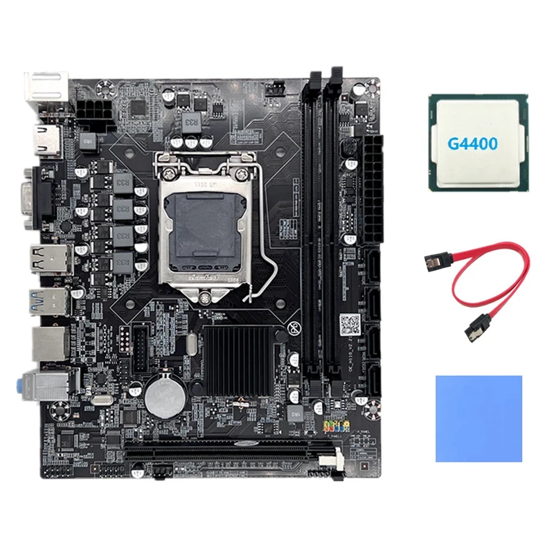 

H110 Computer Motherboard LGA1151 Supports Celeron G3900 G3930 Series CPU With G4400 CPU+SATA Cable+Thermal Pad