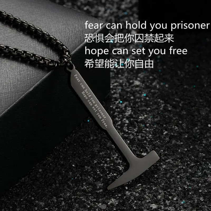 

Stainless Steel Hammer Pendant Movie Necklace Redemption Inspirational Black Axe Prison Break Jewelry Birthday Gift For Him