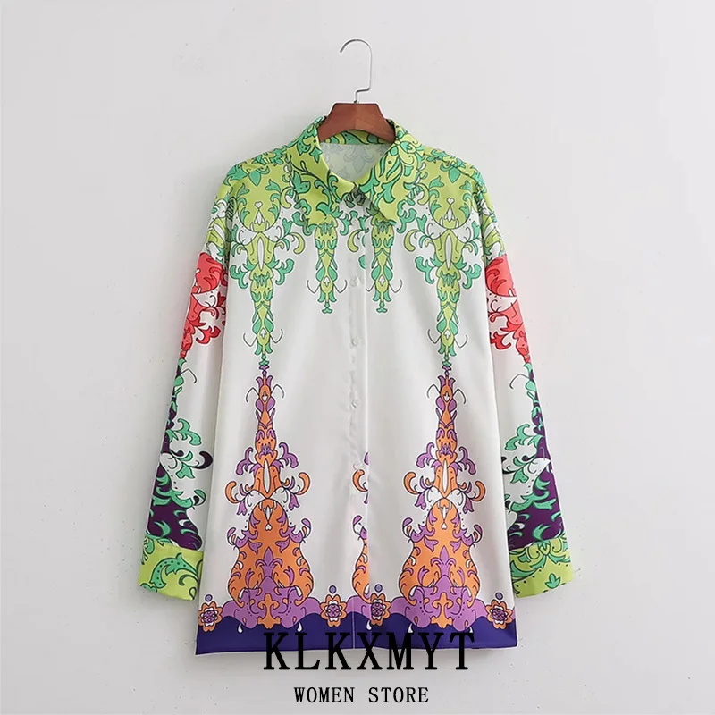 

KLKXMYT ZBZA женские рубашки 2022 винтажная блузка с цветочным принтом Женская Офисная Повседневная рубашка с длинным рукавом Элегантные шикарные...