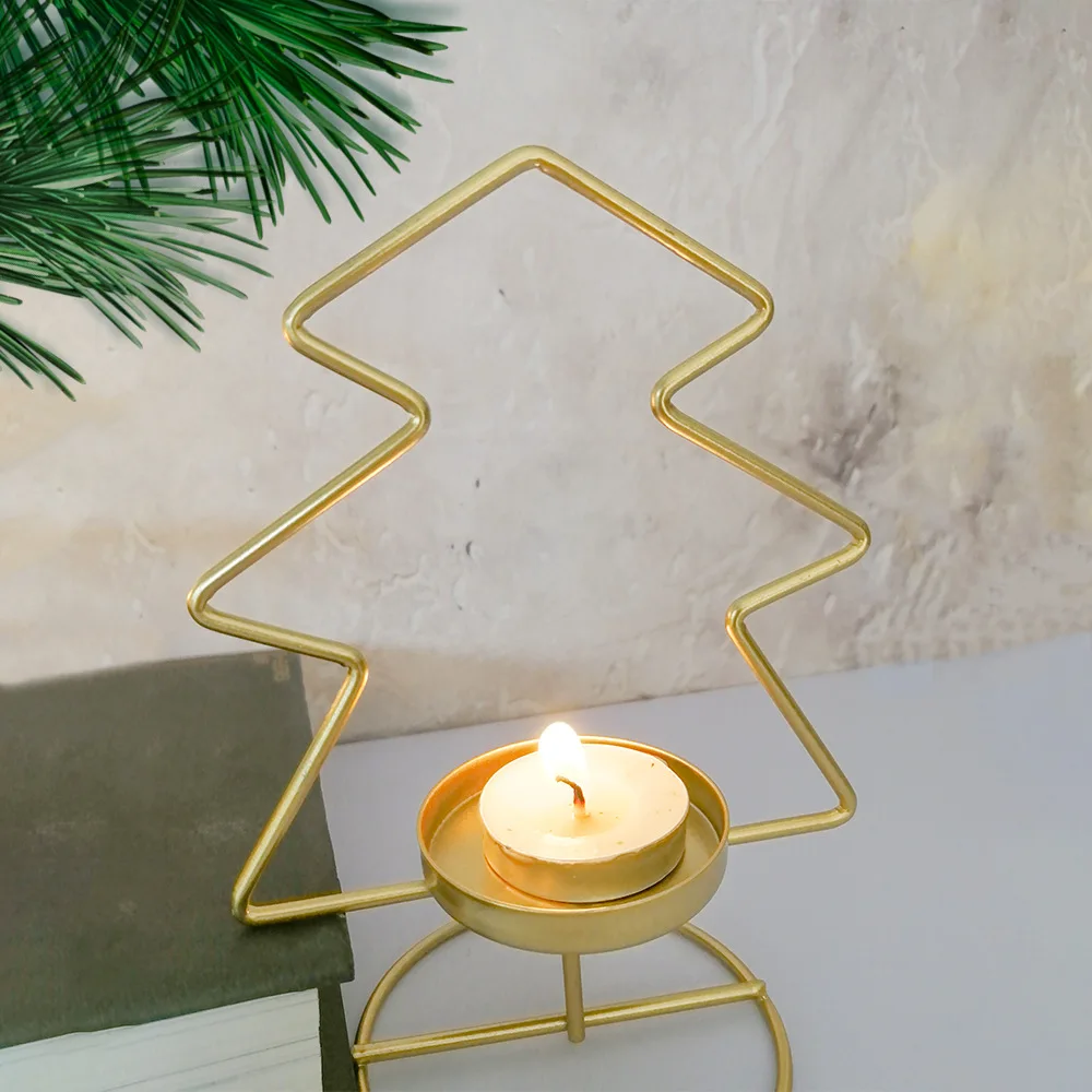 

Navidad Christmas Decoration for Home Iron Xmas Tree Creative Elk Metal Candle Holder Candlestick Table Decoration Ornaments