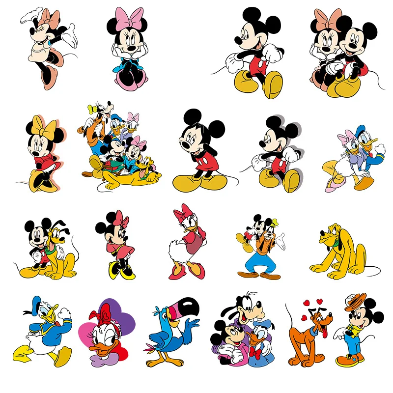 

Cute Small Disney Mickey Mouse Mickey Minnie Heat Transfer Patches For T-Shirt Stationery Bag Iron On Stickers DIY Decor Print