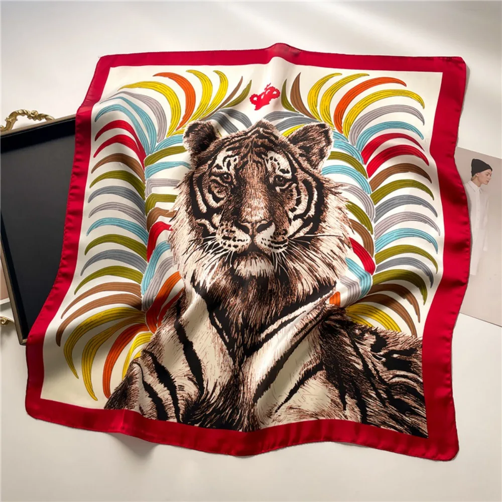 70X70 см шарф с рисунком тигра модный маленький квадратный женские тонкие