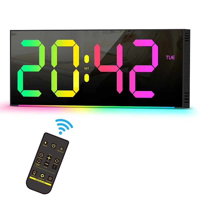 Настенные цифровые часы с дистанционным управлением RGB