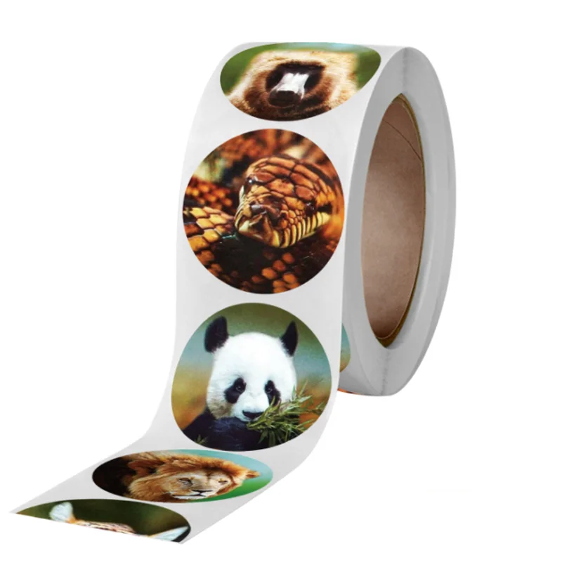 

Kawaii Animal World Decora Sticker Seal Labels DIY Scrapbook Journal Kindergarten Teacher Award Packaging Stickers 500pcs/roll