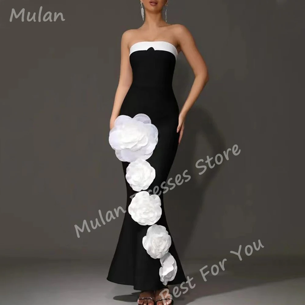 3D kwiaty eleganckie długie suknie wieczorowe dla kobiet bez ramiączek długość do podłogi syrenka specjalne wydarzenia bal suknia ślubna 2024