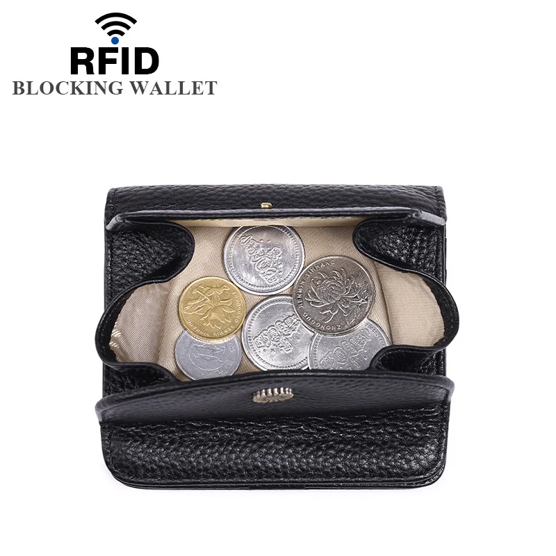 Wallet Women's Short 2023 New RFID Anti-Theft Brush Credit Card Holder Hasp Coin Purses Genuine Leather Wallets women Money Bags