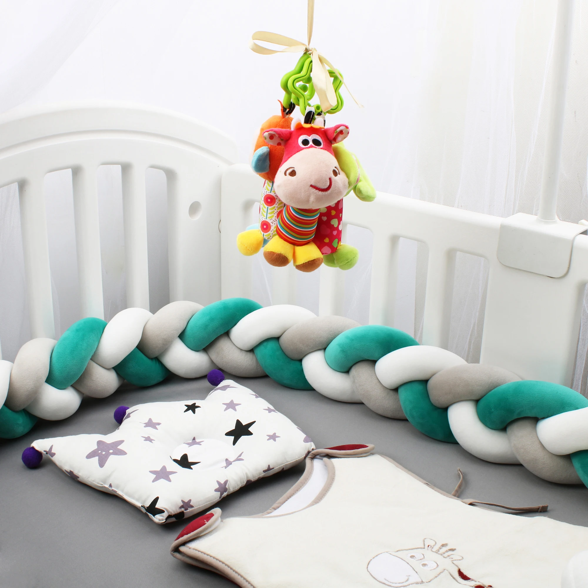 3 м Плетеный бампер для детской кроватки колыбель подушка оплетка с узлом защита