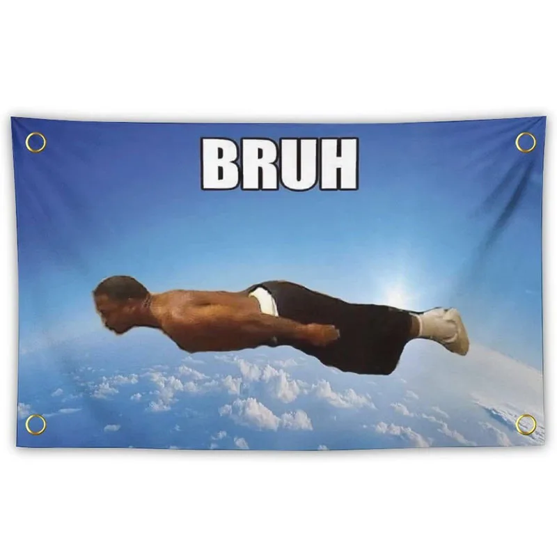 

3x5ft Bruh Flying Midget Man Funny Wall Flag Meme Tapestry College Dorm Bruh Flag Banner with Guy Flying
