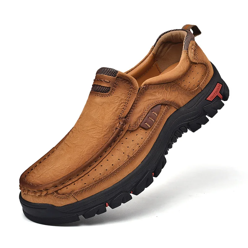 

38-51 Large Leather Shoes Men Leather Thick Soled Wear-resistant Lefu Shoes Men Casual Leather Shoes Mountaineering Shoes Men