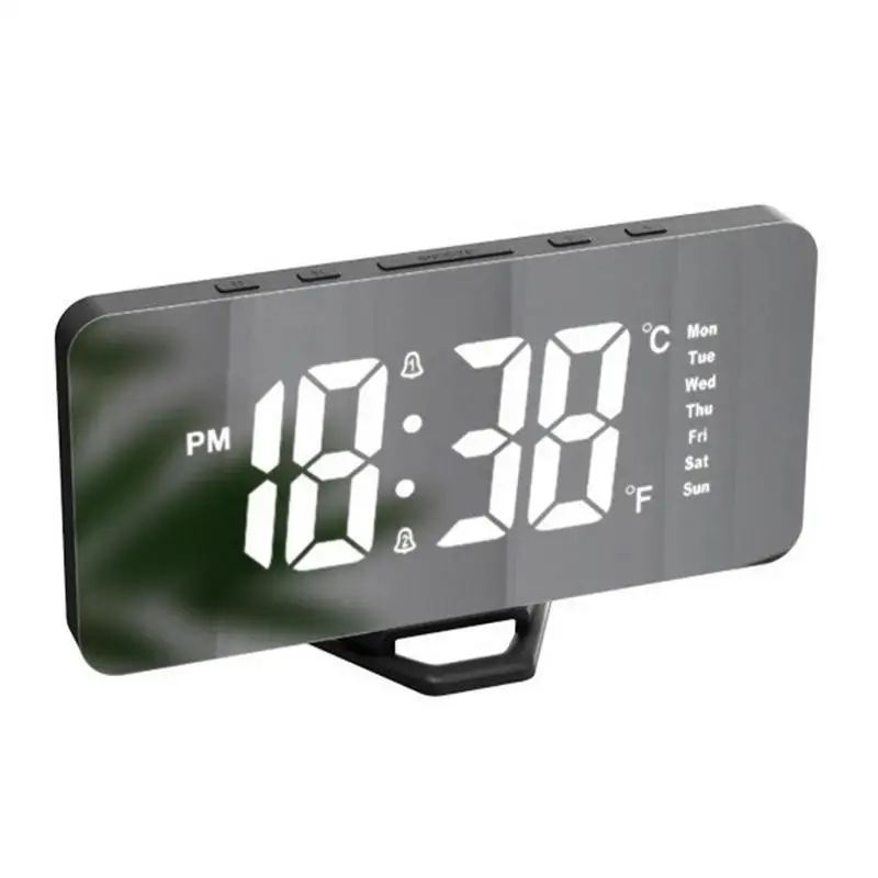 

Digital Alarm Clock LED Electric Alarm Clocks Mirror With Temperature Humidity Date 2 Levels Brightness Dimming Home Decor