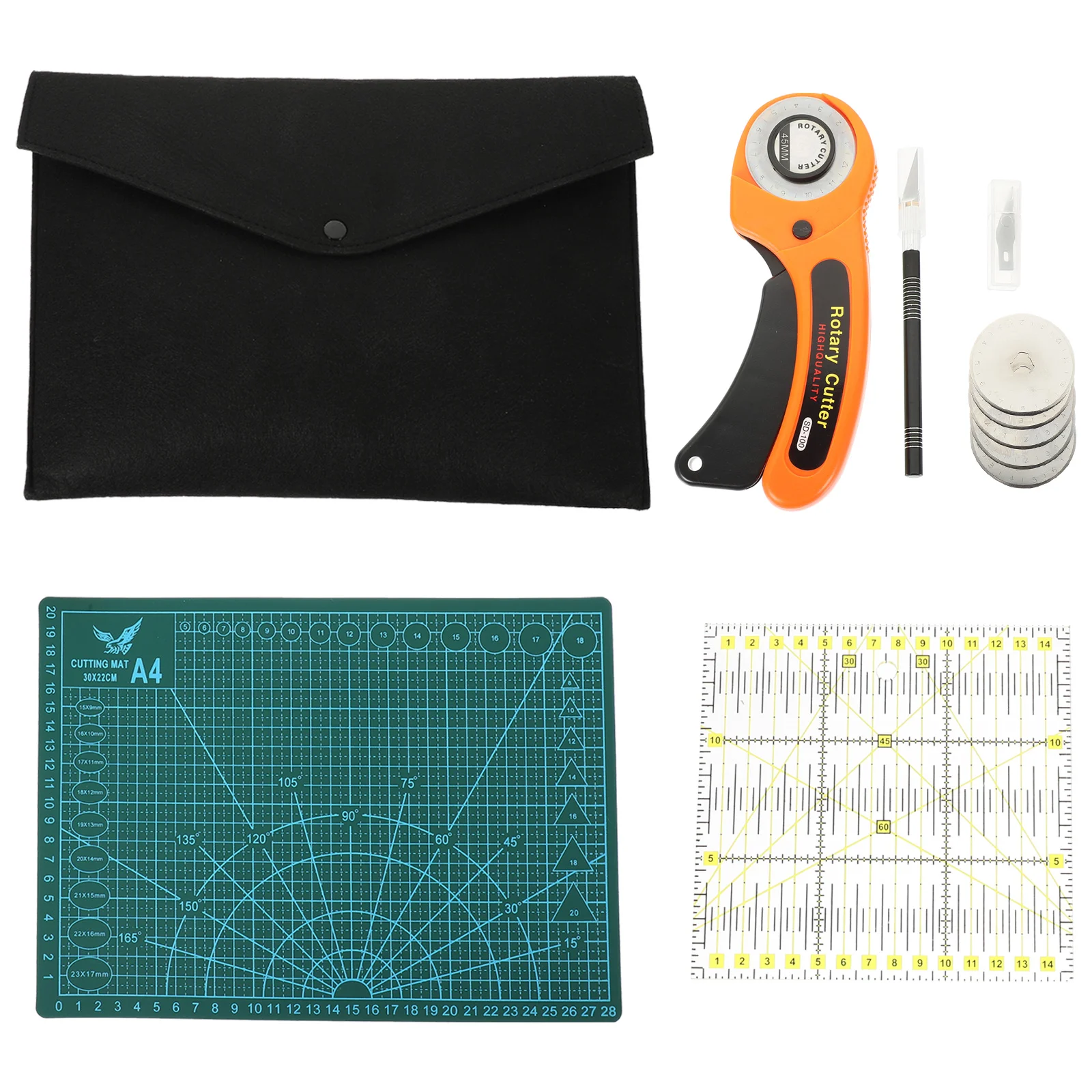 

1 Set of Cutting Mat Rotary Cutter with Bag Rotary Cutter for Fabric Crafting Cutter Kit