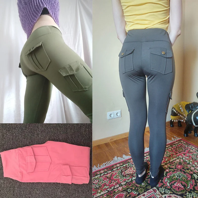 Женские леггинсы для фитнеса однотонные готические с высоким карманом и ремнем