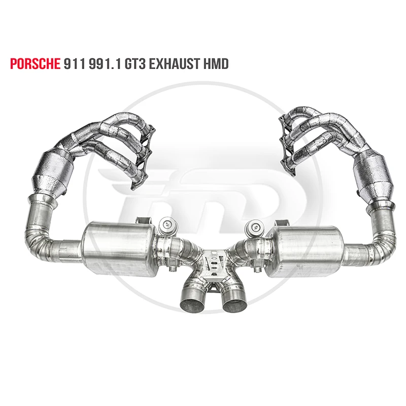 

HMD Exhaust Assembly Stainless Steel Manifold Downpipe for Porsche 911 991.1 GT3 Autos Accesorios Electronic Valve Muffler
