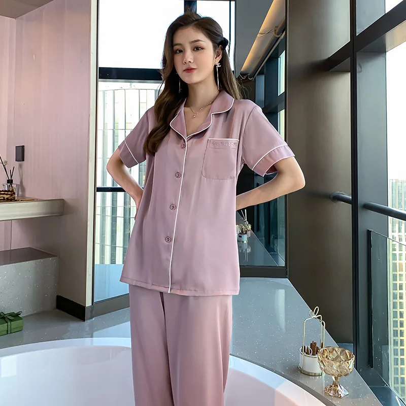 Luxury Woman Clothes Summer Pajamas 2 Piece Woman Outfit Loungewear Pyjama Outfit Satin Pajamas For Women Nightwear