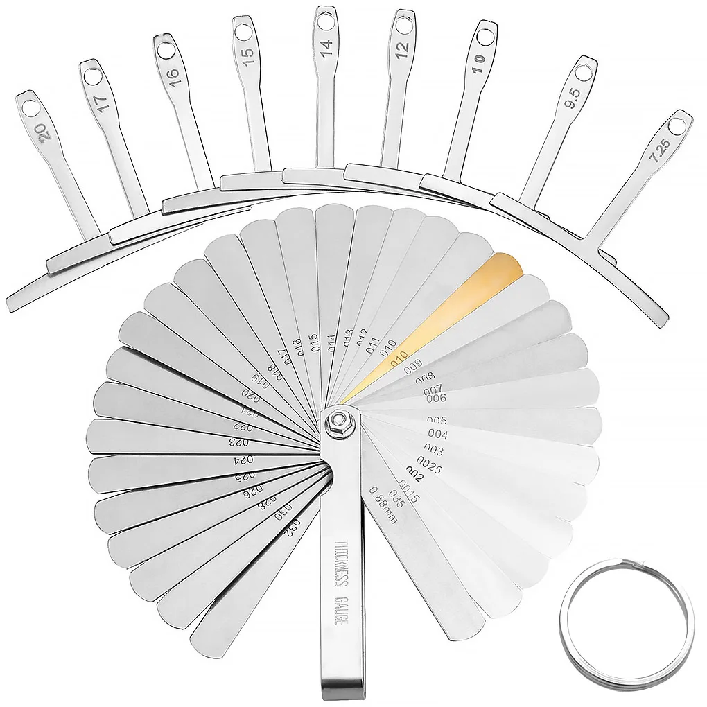 

9Pcs Understring Radius Gauge 32 Sheets Feeler Gauge Dual Marked Measuring Tools for Guitar and Bass Setup