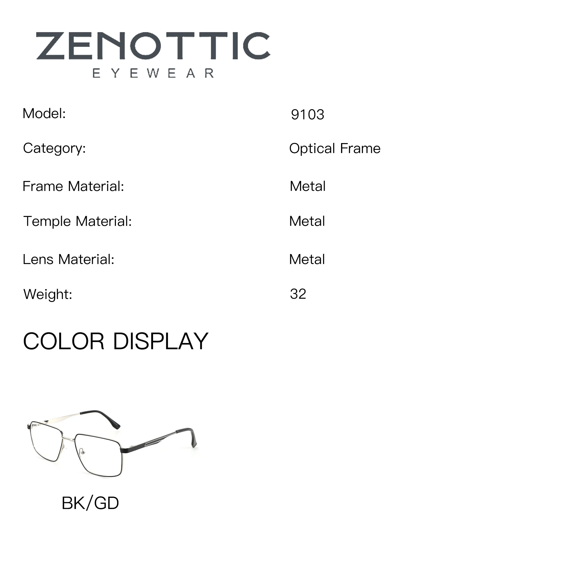 Фото Прямоугольные очки ZENOTTIC для мужчин, металлические фотохромные очки с защитой от синего света, медицинские оптические очки №4