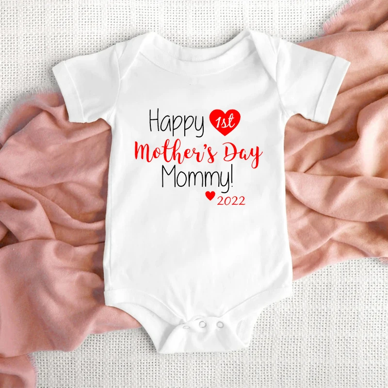 

Happy 1st Mother's Day Mommy 2022 Baby Bodysuits Cotton Boys Girls Jumpsuits Nerborn Infant Ropa Rompers Mother's Day Gifts