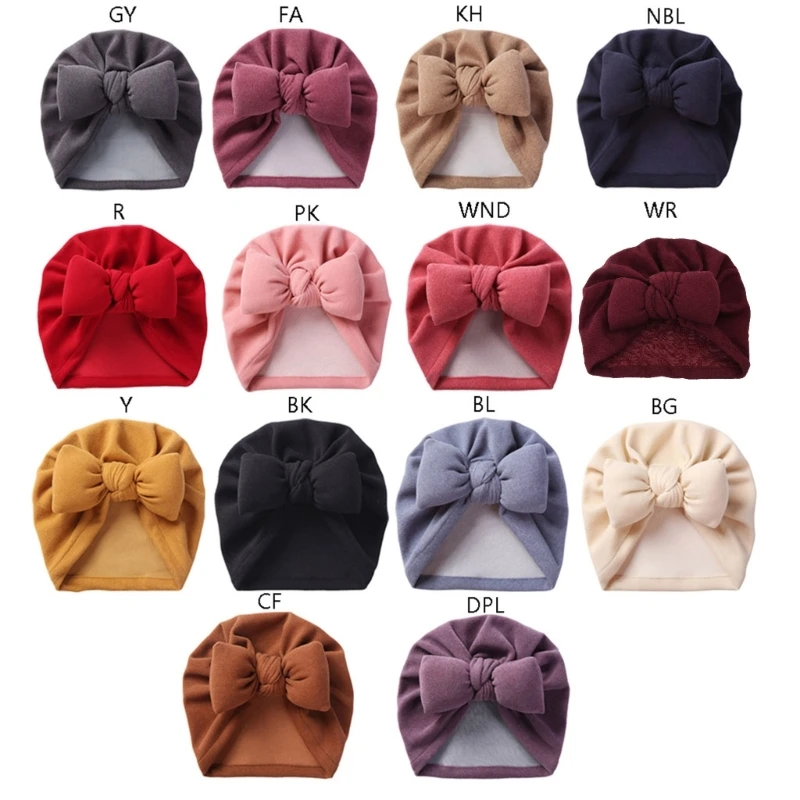 

Faux Cashmere Baby Hat Warm Autumn Winter Beanies Solid Bowknot Bonnet Infant Cap Turban Headwraps