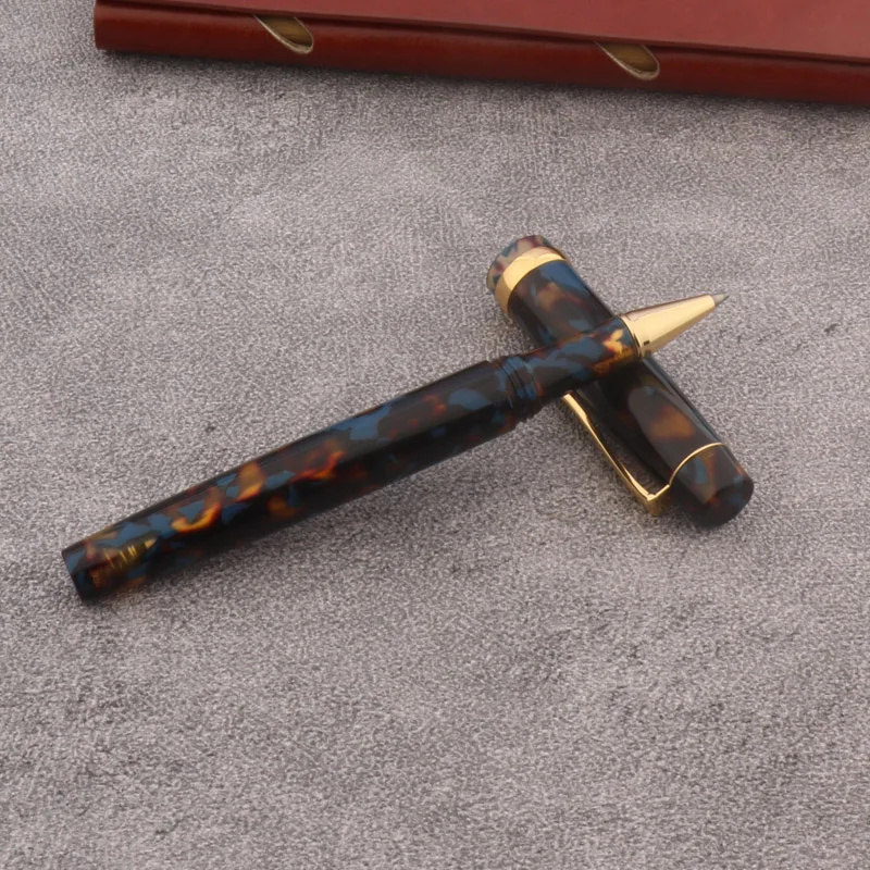 

Высококачественная шариковая ручка с синим агатом, акриловые золотые вращающиеся офисные и школьные принадлежности, чернильные ручки для подписи