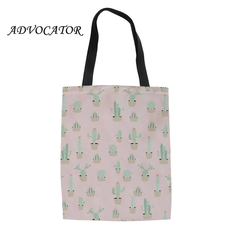 

ADVOCATOR Canvas Handbag Cactus and Pineapple Printing Girls Cute Shoulder Bag Supermarket Shopping Bag for Ladies Bolsa Tela