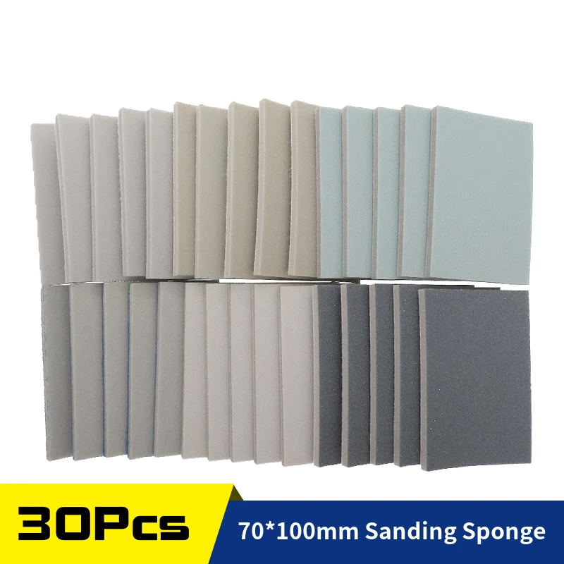 

30Pcs Sanding Sponge Disc 300-3000 Grit,70*100mm Polishing Sandpaper Sheet Wet Dry Foam Sand Block for Drywall, Metal Wood, Auto
