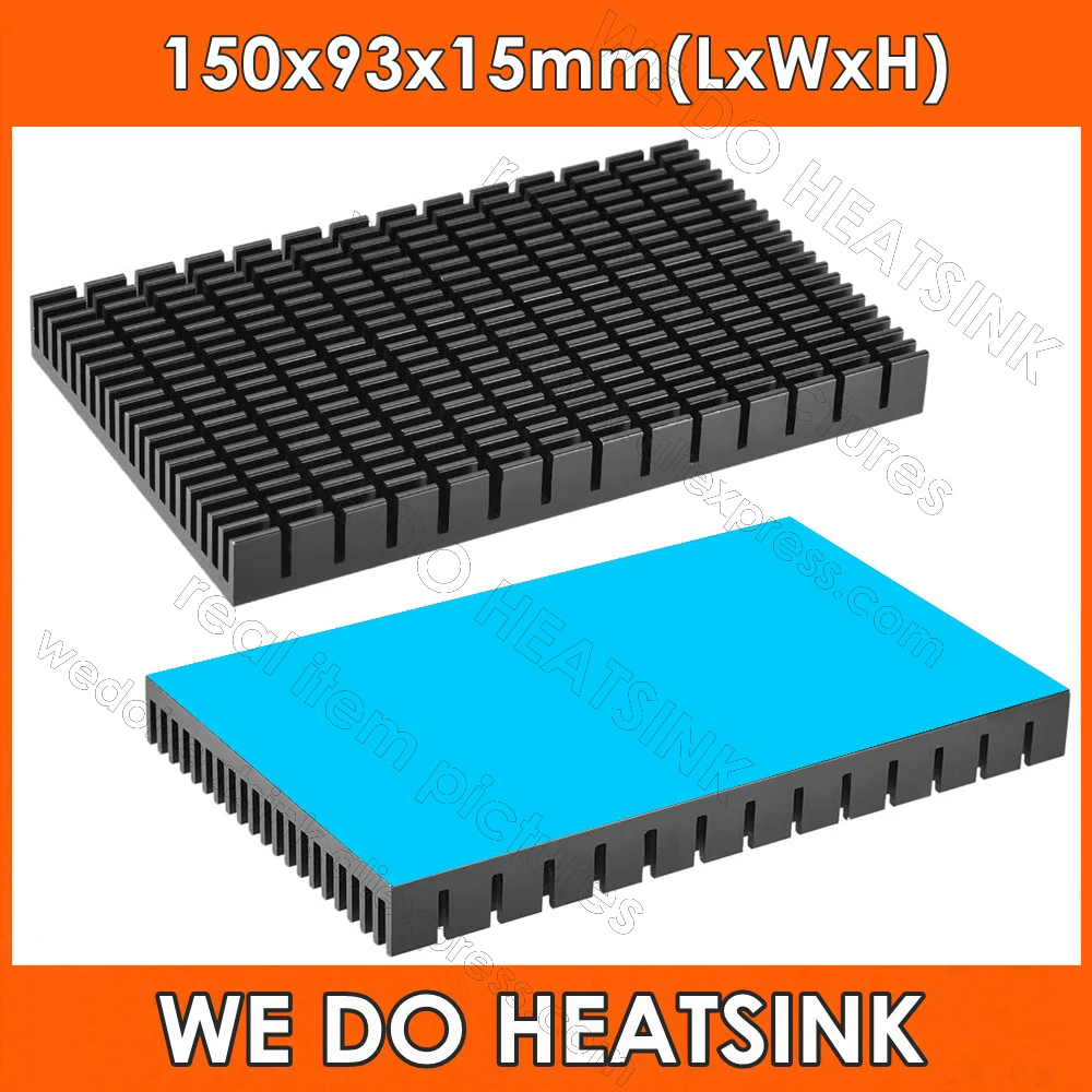 Anodizado Radiadores Eletrônicos Dissipador de Calor para Mos Gpu ic Led Chip com Almofada Adesiva Térmica Peças 150x93x15 mm Preto