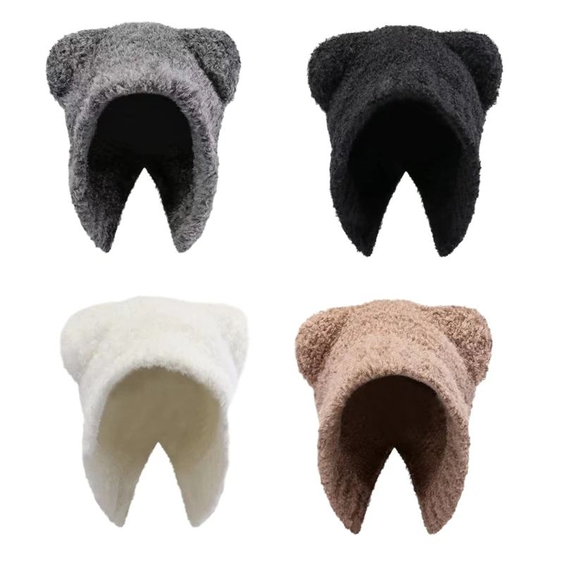 Мягкая плюшевая шапка. Прекрасная шапка с откидными ушками. Кепка капюшоном в