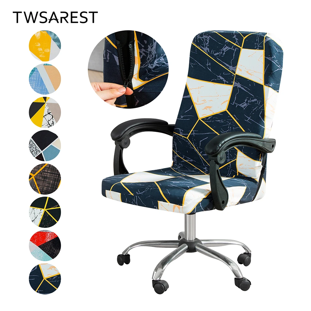 

Elastic Computer Chair Cover Printed Office Chair Covers Anti-dirty Rotating Seat Case Universal Rotating Armrest Seat Protector