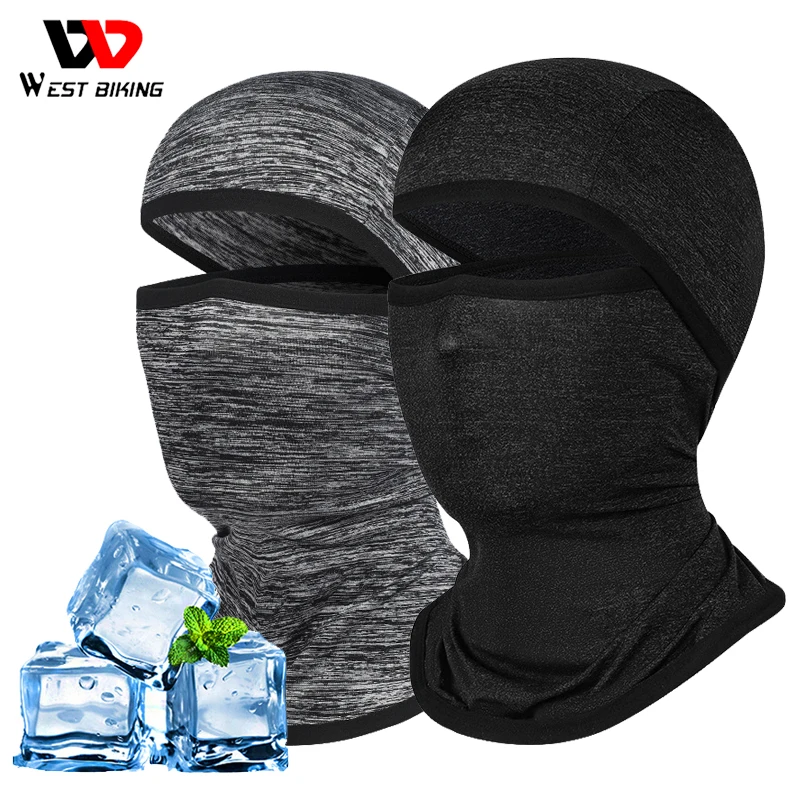 

WEST BIKING Summer Cool Women Men Hat Anti-UV Full Face Mask Motorcycle Bicycle Helmet Balaclava Ice Silk Dustproof Cycling Cap