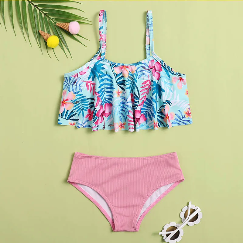 

Ruffled Flora Teenage Girls Bikini Sets Two Piece Swimsuit for Teen Girls Swimwears Bathing Suits 7-15 Years