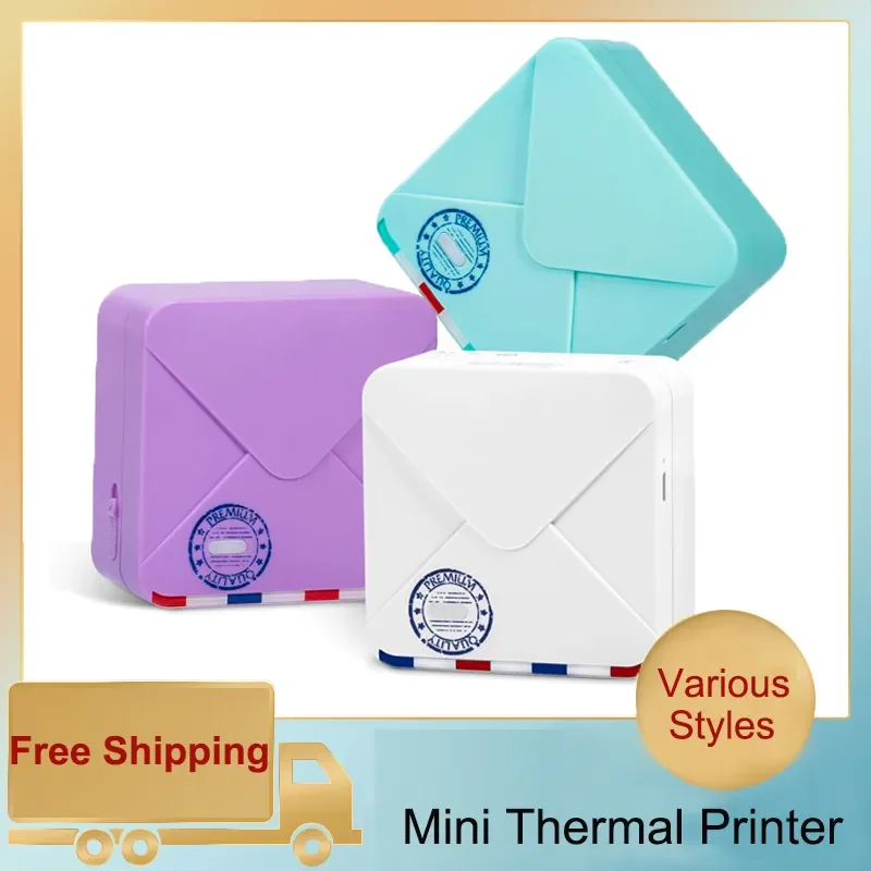 

2023New Pocket Thermal Printer Photo Printer Wireless Portable With 1 Roll Paper for Learning Assistance Study Notes Journal Fun