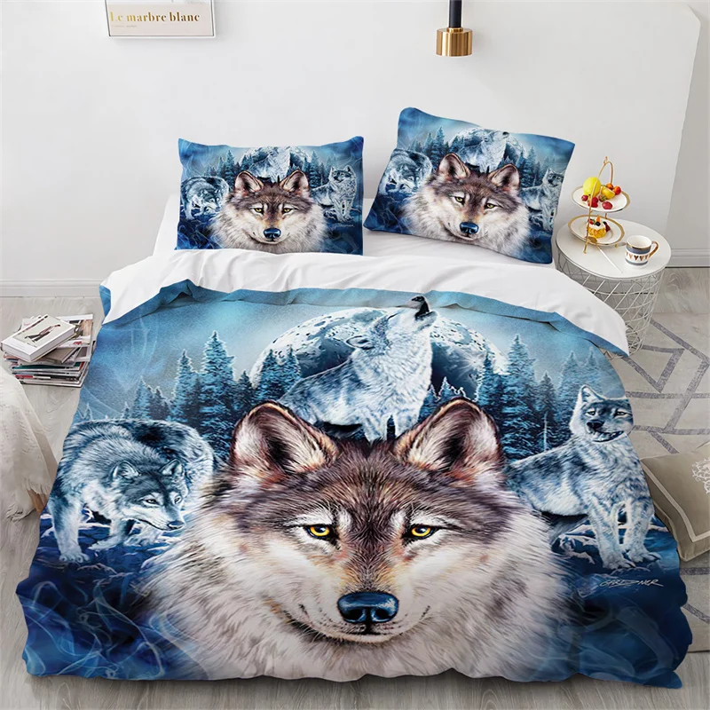 

Wolf Fox Elk Bedding Set Microfiber 3D Animal Duvet Cover Wild Animals Comforter Cover King Queen For Teen Adults Bedroom Decor