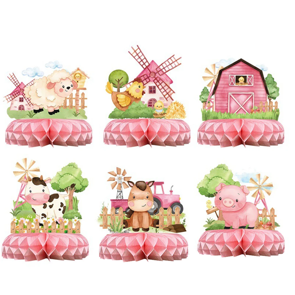 6 шт. бумажных сотовых мячей для торта с животными