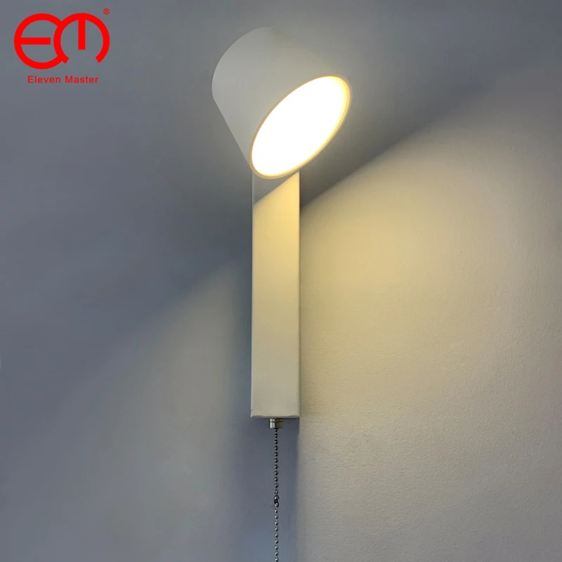 

LED Wall Lamp with Switch 7W Nordic Modern wall light bedroom living room aisle study reading sconces black and white