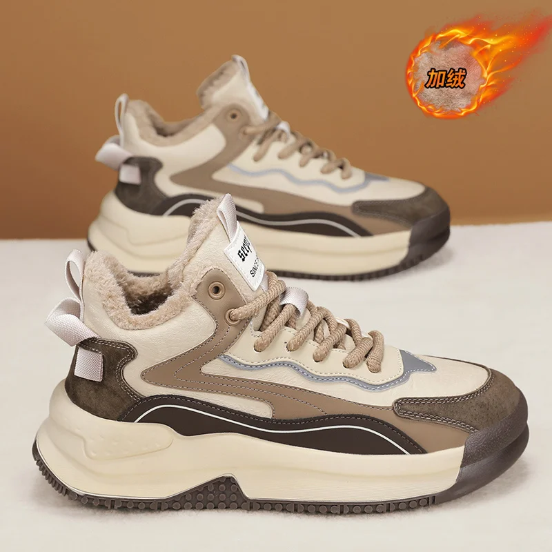 CYYTL Мужская обувь на теплом меху зимние кроссовки повседневные кожаные уличные