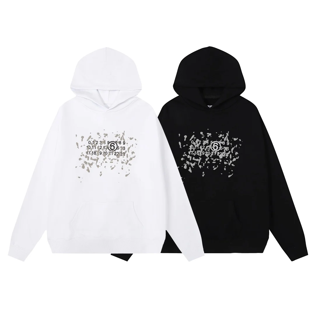 

margiela fall new unisex hoodie mm6 calendar splash ink loose casual pullover men and women couple hooded sweatshirt oversized