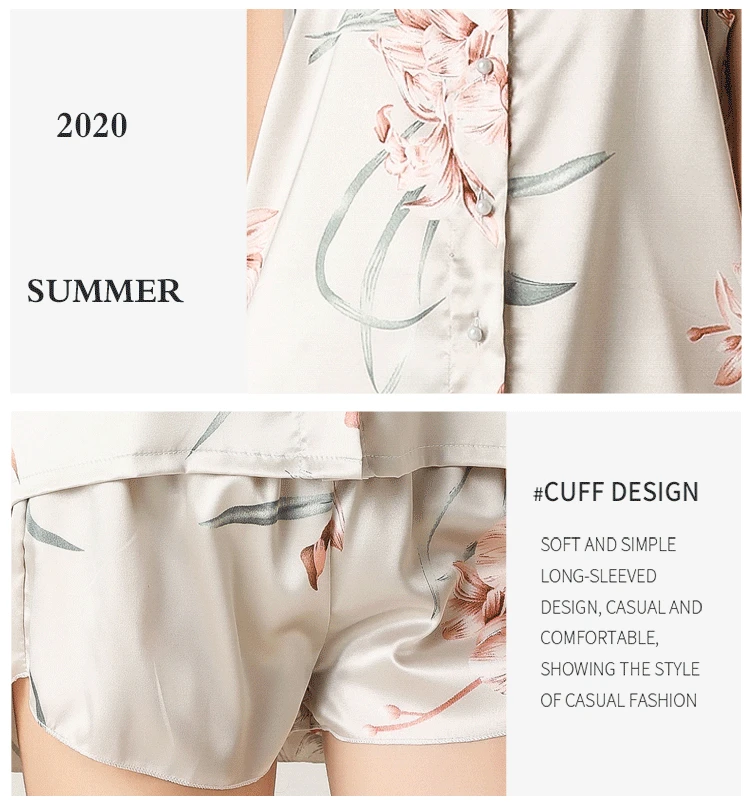 Summer Pajamas Set Women 2 Piece Sleepwear Sexy Cami Top+Shorts Pajama Suits Silk Satin Nightwear 2022 Home Clothes Women Pj Set