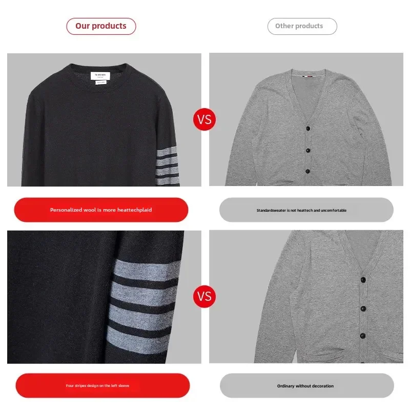 Tb Browin Новый свитер с круглым вырезом из смеси шерсти комплект четырех предметов