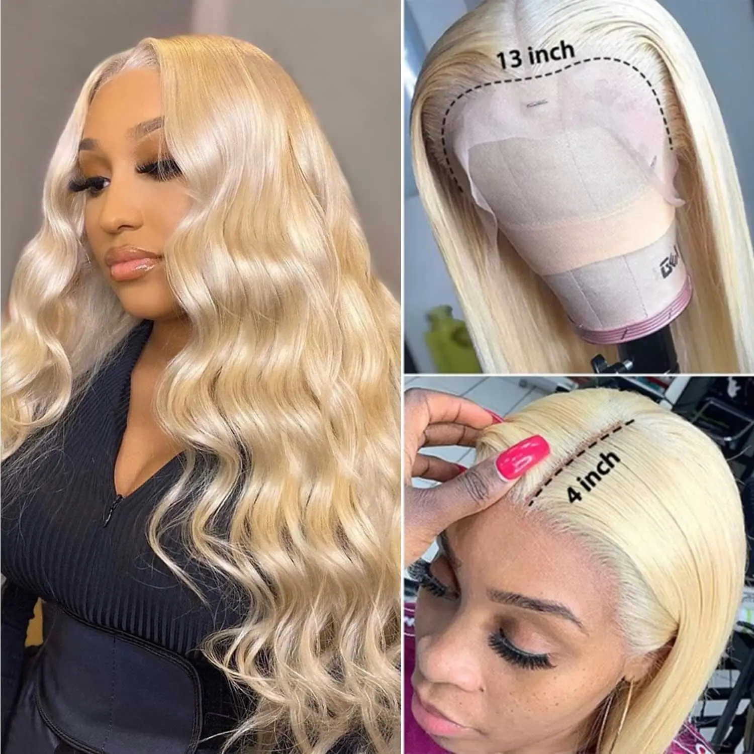 

Blonde Body Wave Lace Front Wigs 13x4 Lace Front Wigs For Women 613 Blonde Transparent HD Lace Wigs Brazilian Remy Part Lace Wig
