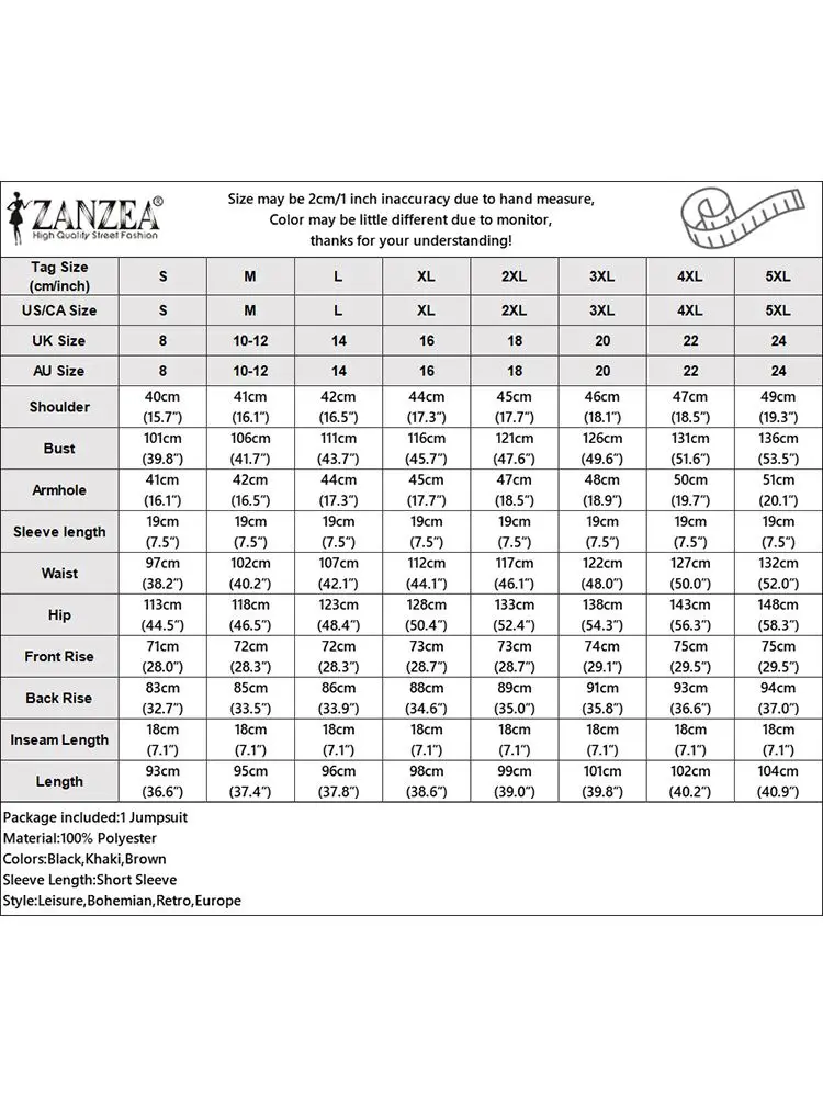 Комбинезон ZANZEA женский с отложным воротником повседневная одежда для работы